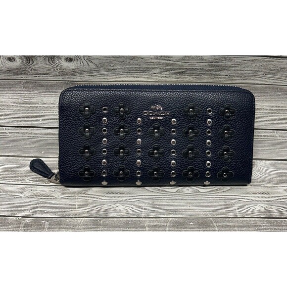 Coach Edie 31 Leather Shoulder Bag in Floral Rivets Navy Blue Handbag & Wallet - Picture 10 of 11